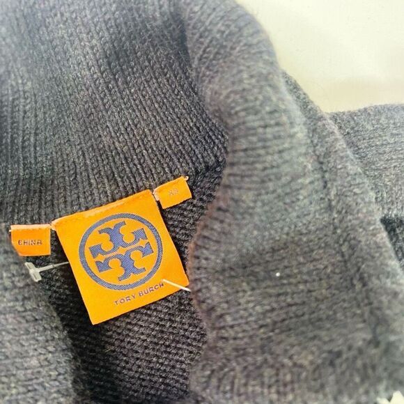Tory Burch Sweater Vest Womens XS Dark Gray Belt Full Zip Merino Wool - Picture 5 of 11